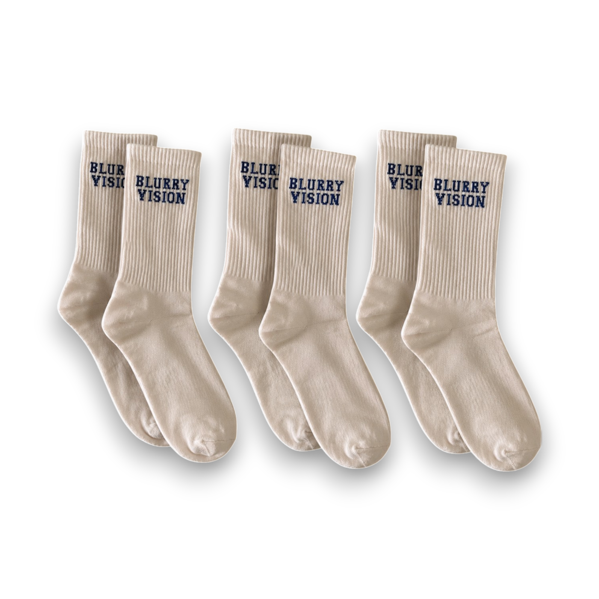 BEIGE/NAVY LOGO SOCKS