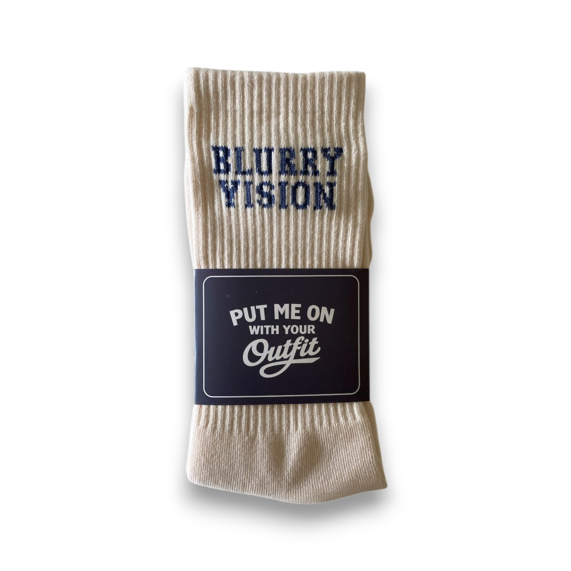 BEIGE/NAVY LOGO SOCKS